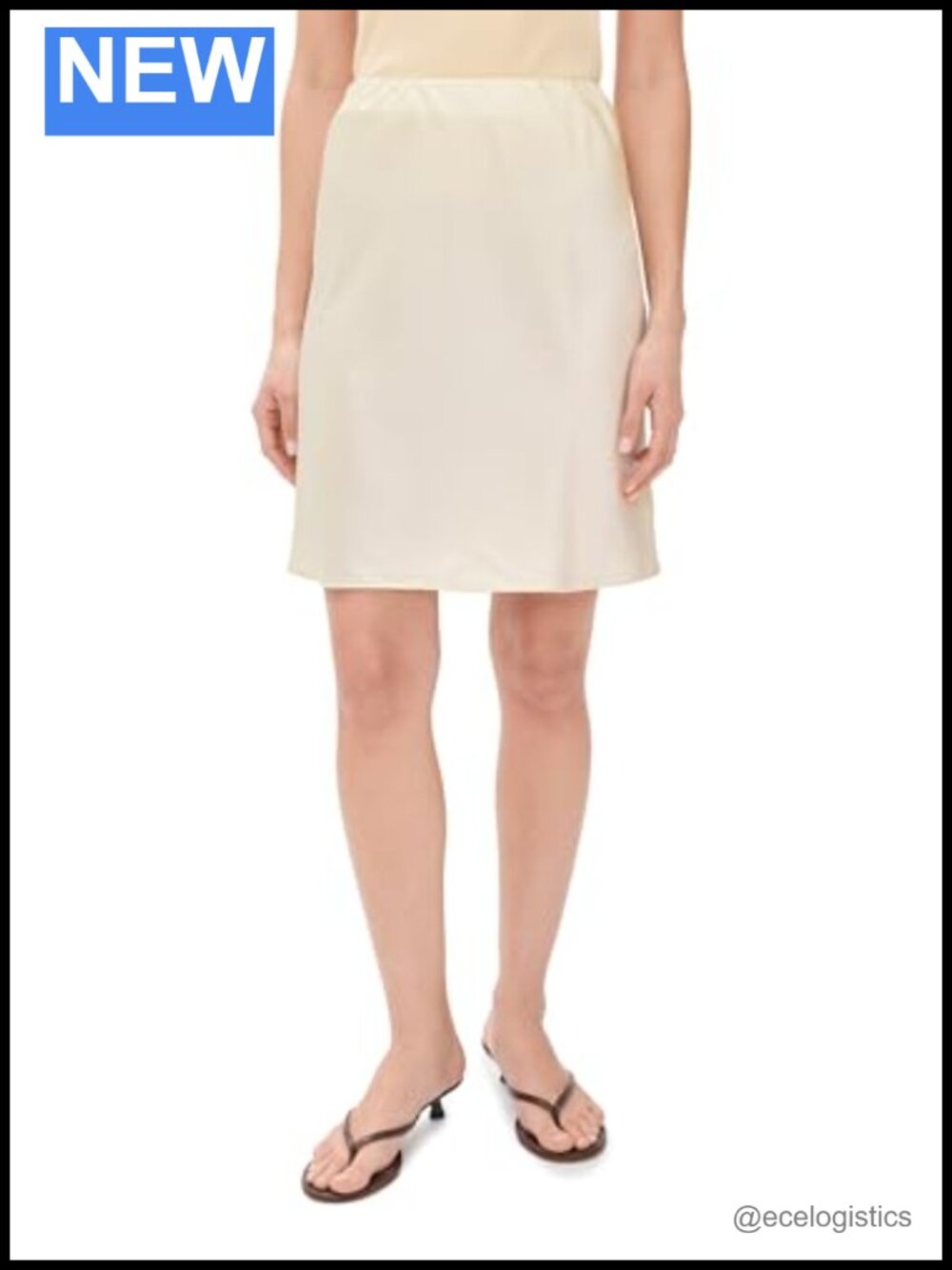 Lightweight Non-Stretch Satin Slip Skirt Knee Length Wear to Work